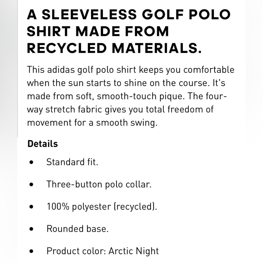 Adidas sleeveless golf polo (S) - Picture 13 of 15